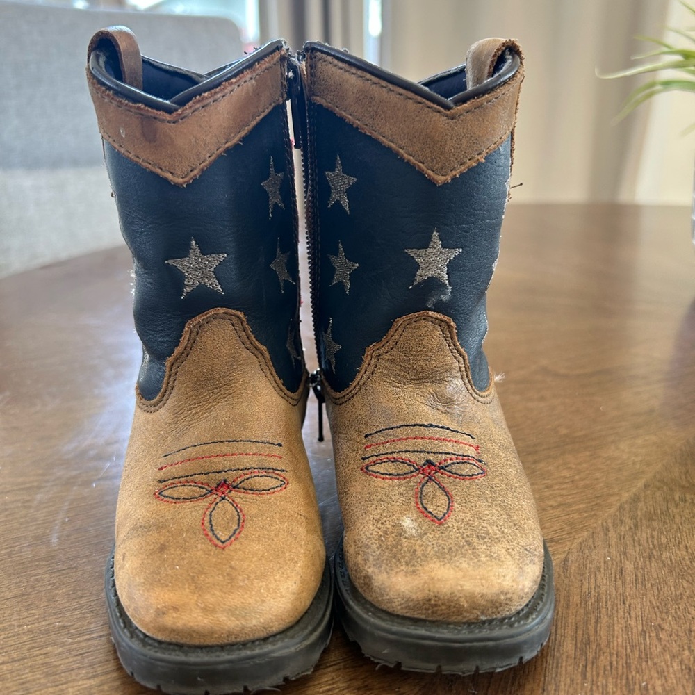 Kids Western Boots - Brown and Blue